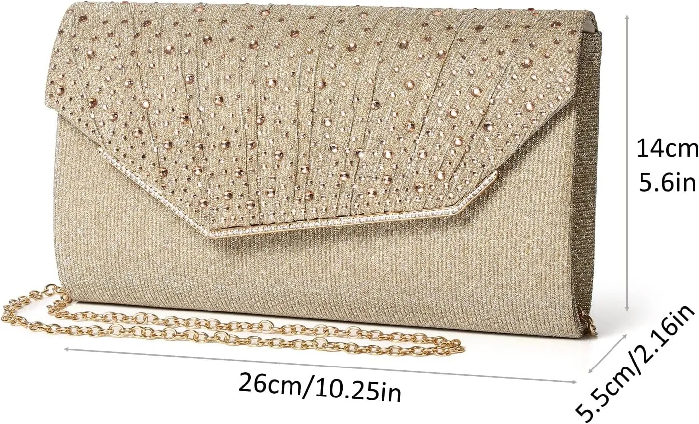Women Evening Bags Glitter Sequins Clutch Purses for Women Shiny Envelope Handbag Formal Wedding Party Prom Purse