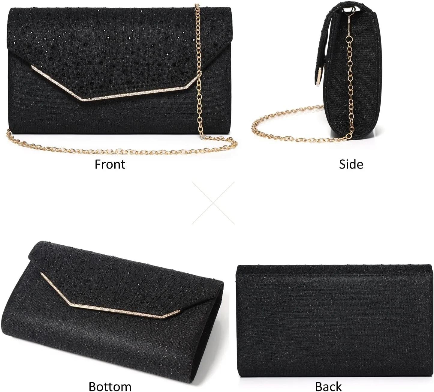 Women Evening Bags Glitter Sequins Clutch Purses for Women Shiny Envelope Handbag Formal Wedding Party Prom Purse