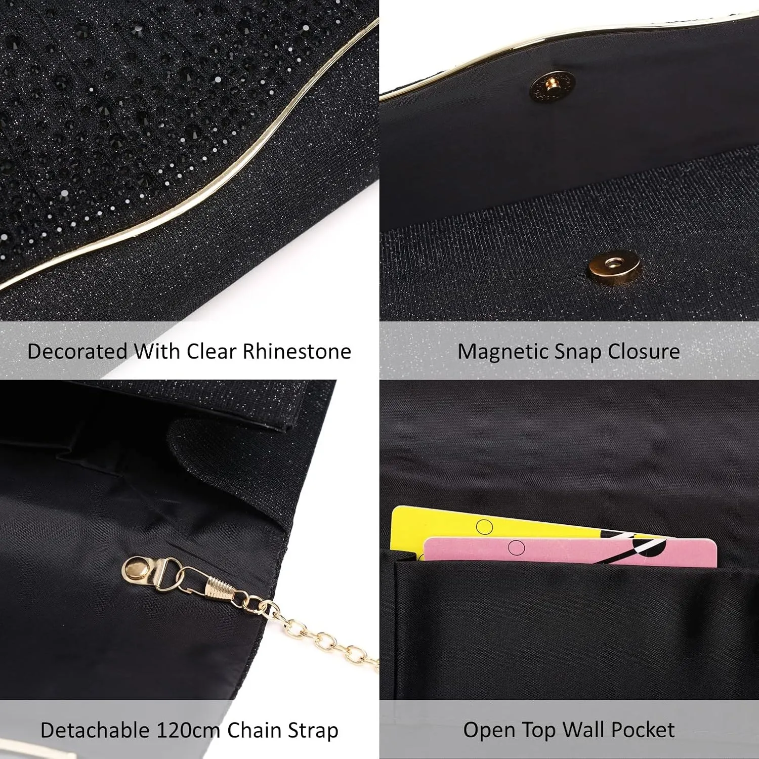 Women Evening Bags Glitter Sequins Clutch Purses for Women Shiny Envelope Handbag Formal Wedding Party Prom Purse