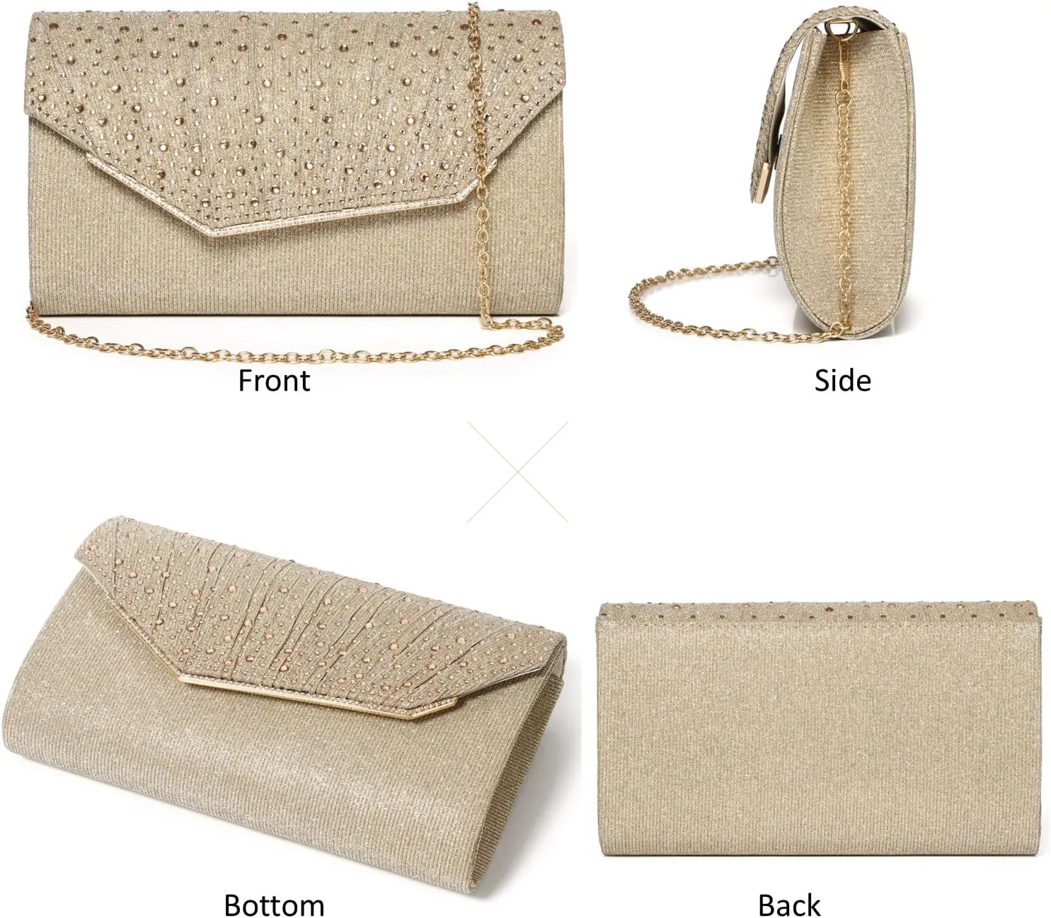 Women Evening Bags Glitter Sequins Clutch Purses for Women Shiny Envelope Handbag Formal Wedding Party Prom Purse