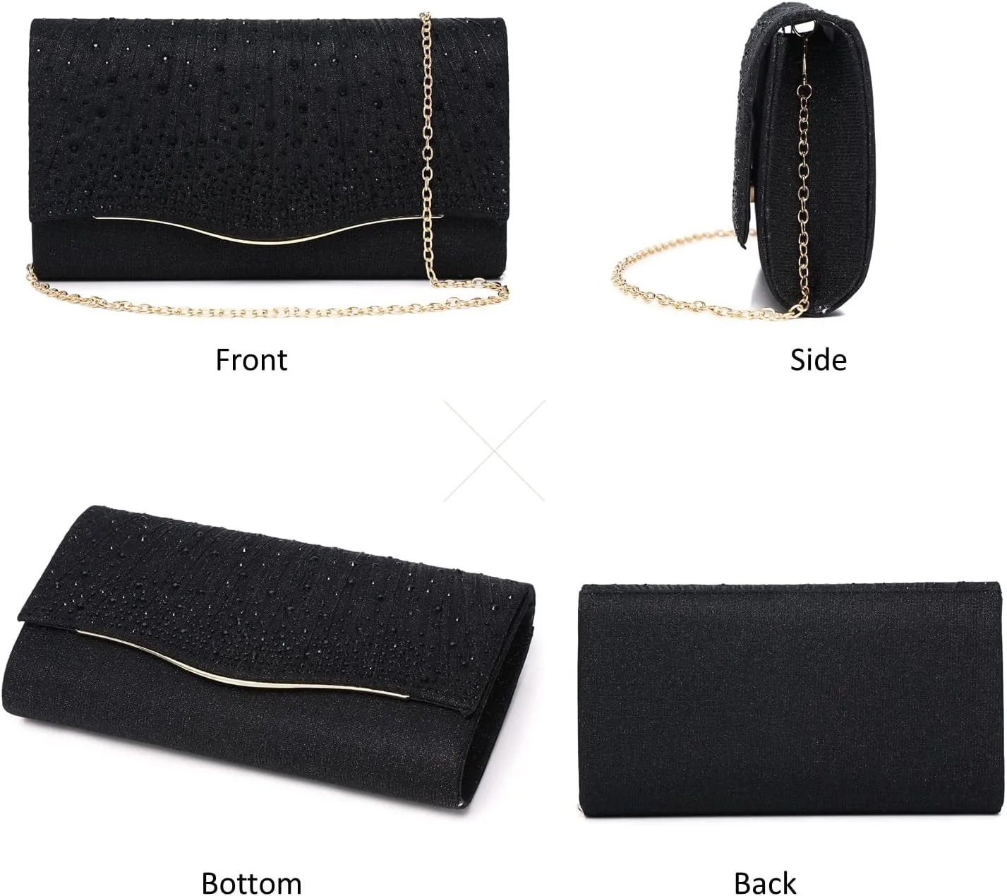 Women Evening Bags Glitter Sequins Clutch Purses for Women Shiny Envelope Handbag Formal Wedding Party Prom Purse