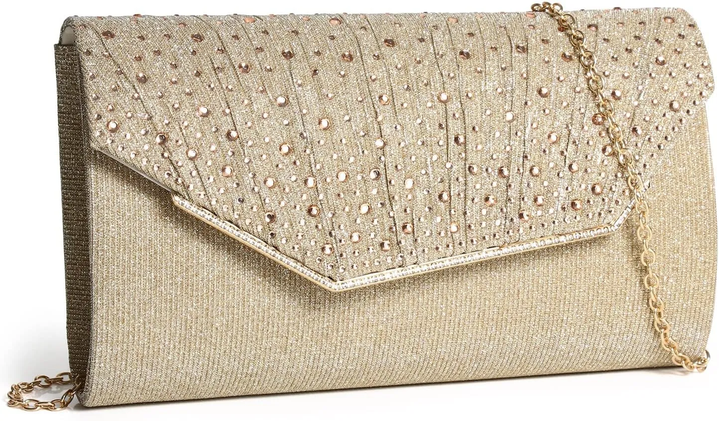 Women Evening Bags Glitter Sequins Clutch Purses for Women Shiny Envelope Handbag Formal Wedding Party Prom Purse