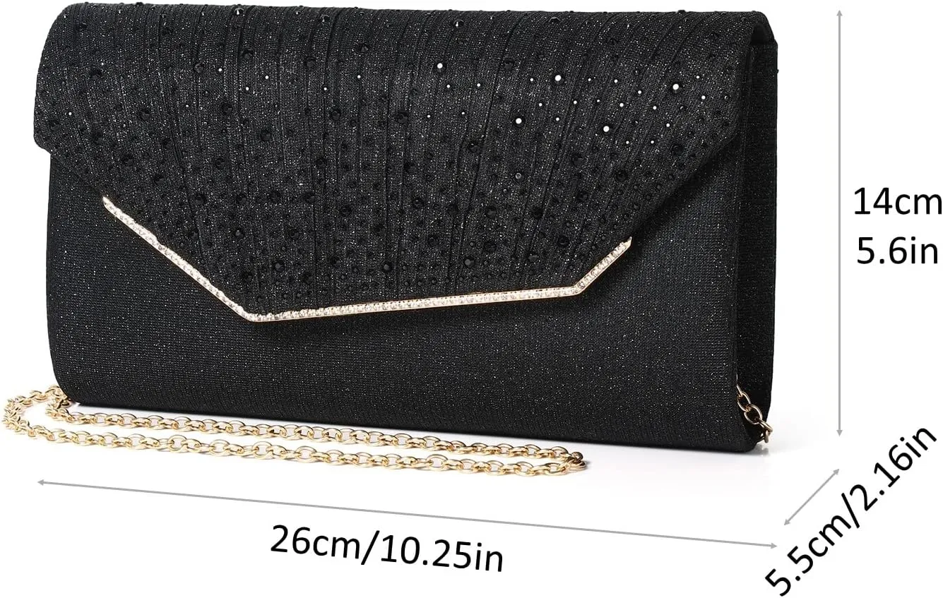 Women Evening Bags Glitter Sequins Clutch Purses for Women Shiny Envelope Handbag Formal Wedding Party Prom Purse