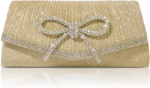 Women Evening Handbags Sparkly Bow Clutch Purse Wedding Glitter Rhinestone Party Prom Purse Dressy Clutch Bags