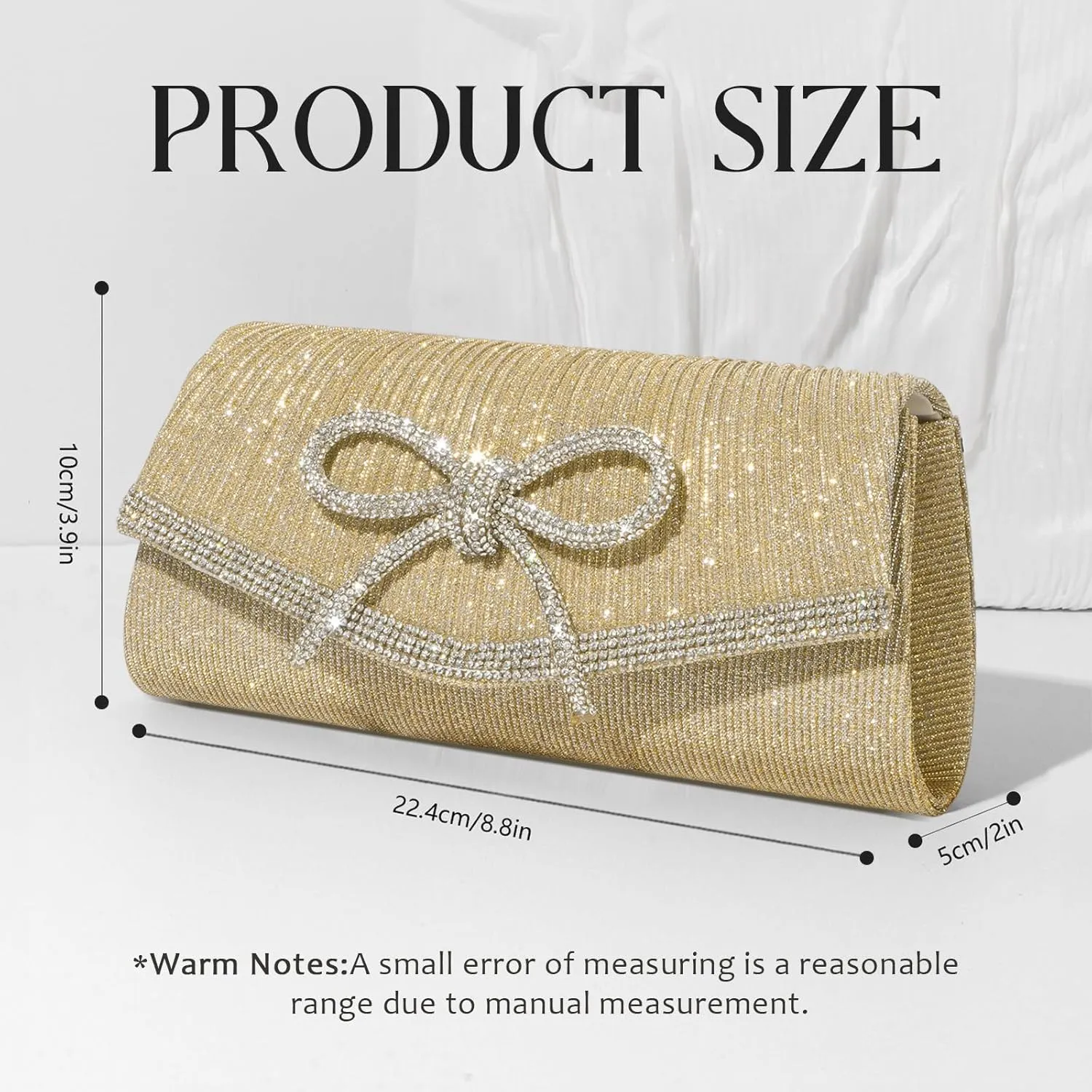 Women Evening Handbags Sparkly Bow Clutch Purse Wedding Glitter Rhinestone Party Prom Purse Dressy Clutch Bags