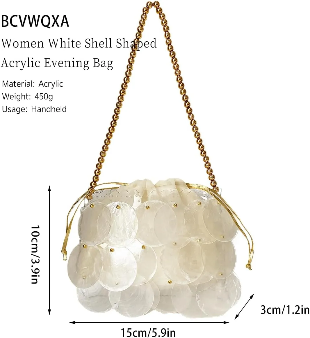 Women Fashion Shell Woven Handbag Chic Shell Beach Bag Beaded Chain bag for Summer Travel Beach Party