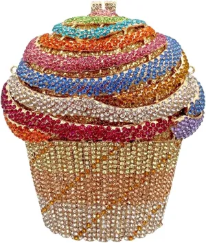 Women Ice Cream Crystal Evening Bag Luxury Rhinestone Clutch Wedding Party Minaudiere Purse and Handbag for Cocktail