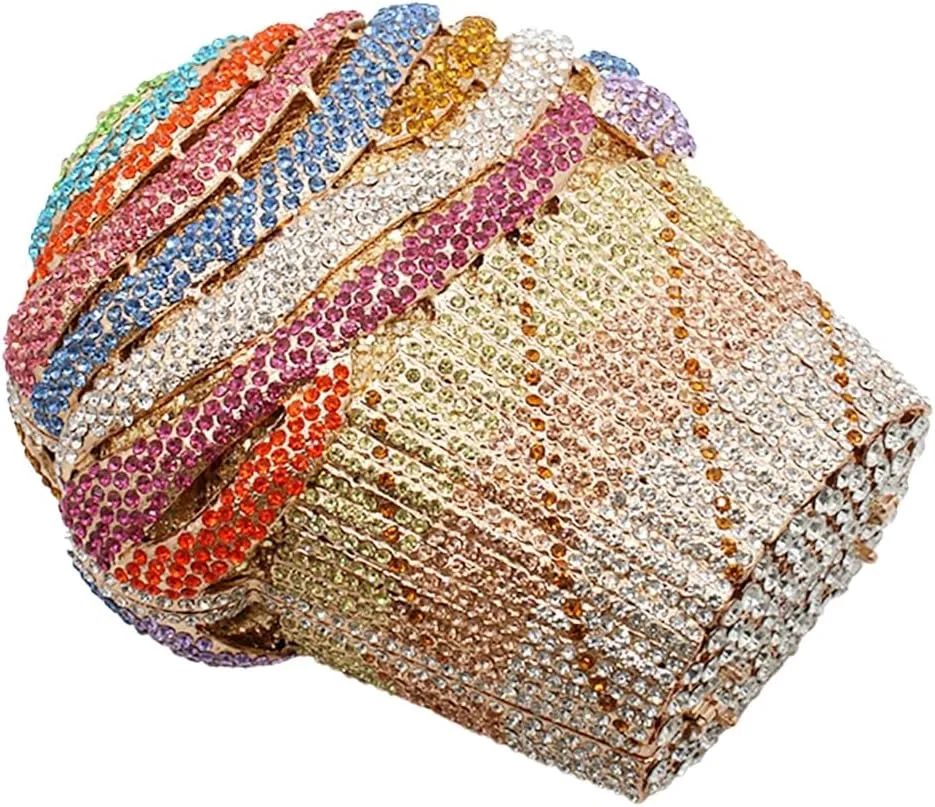 Women Ice Cream Crystal Evening Bag Luxury Rhinestone Clutch Wedding Party Minaudiere Purse and Handbag for Cocktail