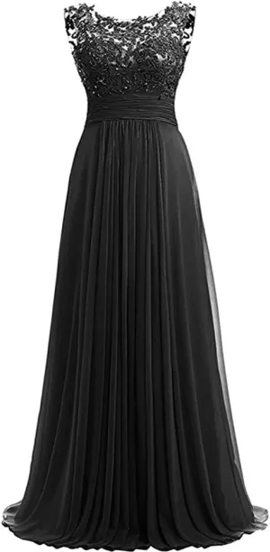 Women Long Beaded Chiffon Bridesmaid Dresses Prom Formal Dress