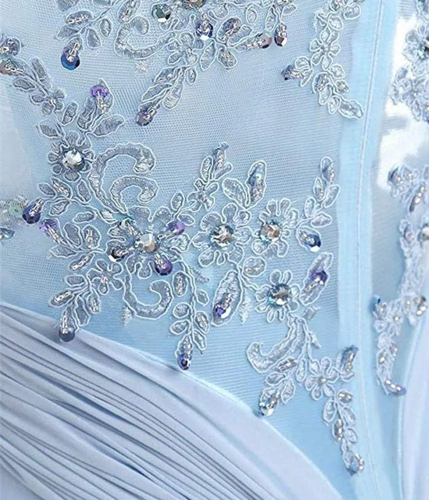 Women Long Beaded Chiffon Bridesmaid Dresses Prom Formal Dress