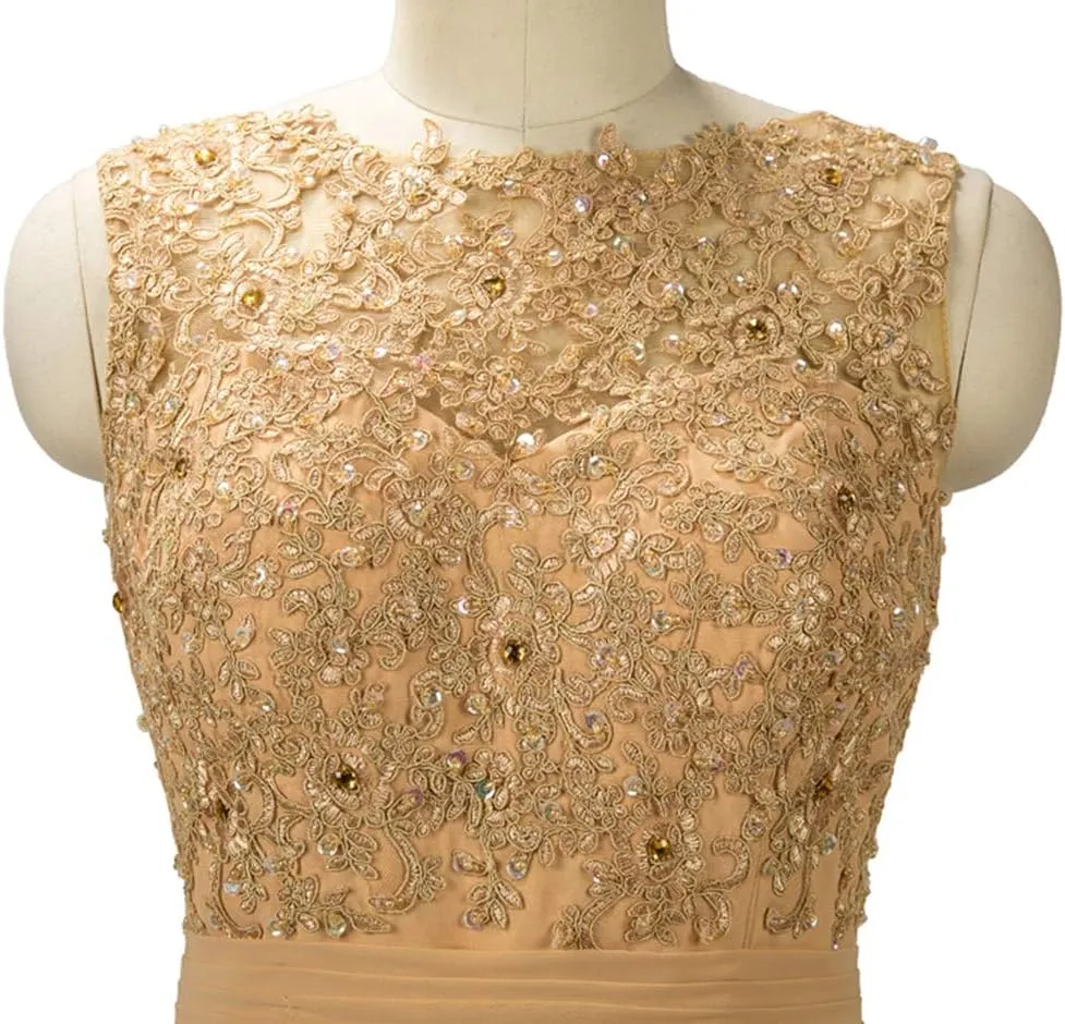 Women Long Beaded Chiffon Bridesmaid Dresses Prom Formal Dress