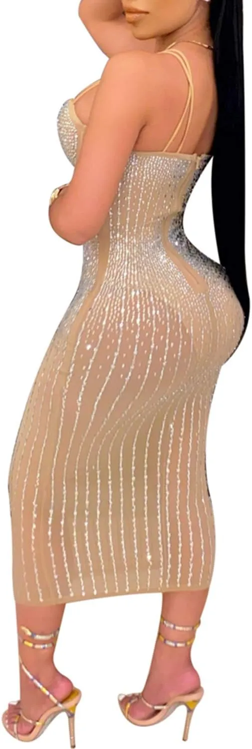 Women Long Sleeve Birthday Dresses Sexy hot Diamond Process Sexy Dress Party Club Night Dress…