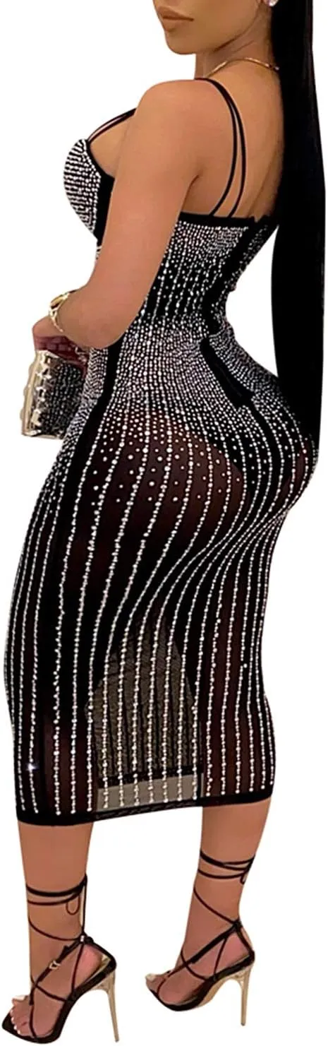 Women Long Sleeve Birthday Dresses Sexy hot Diamond Process Sexy Dress Party Club Night Dress…