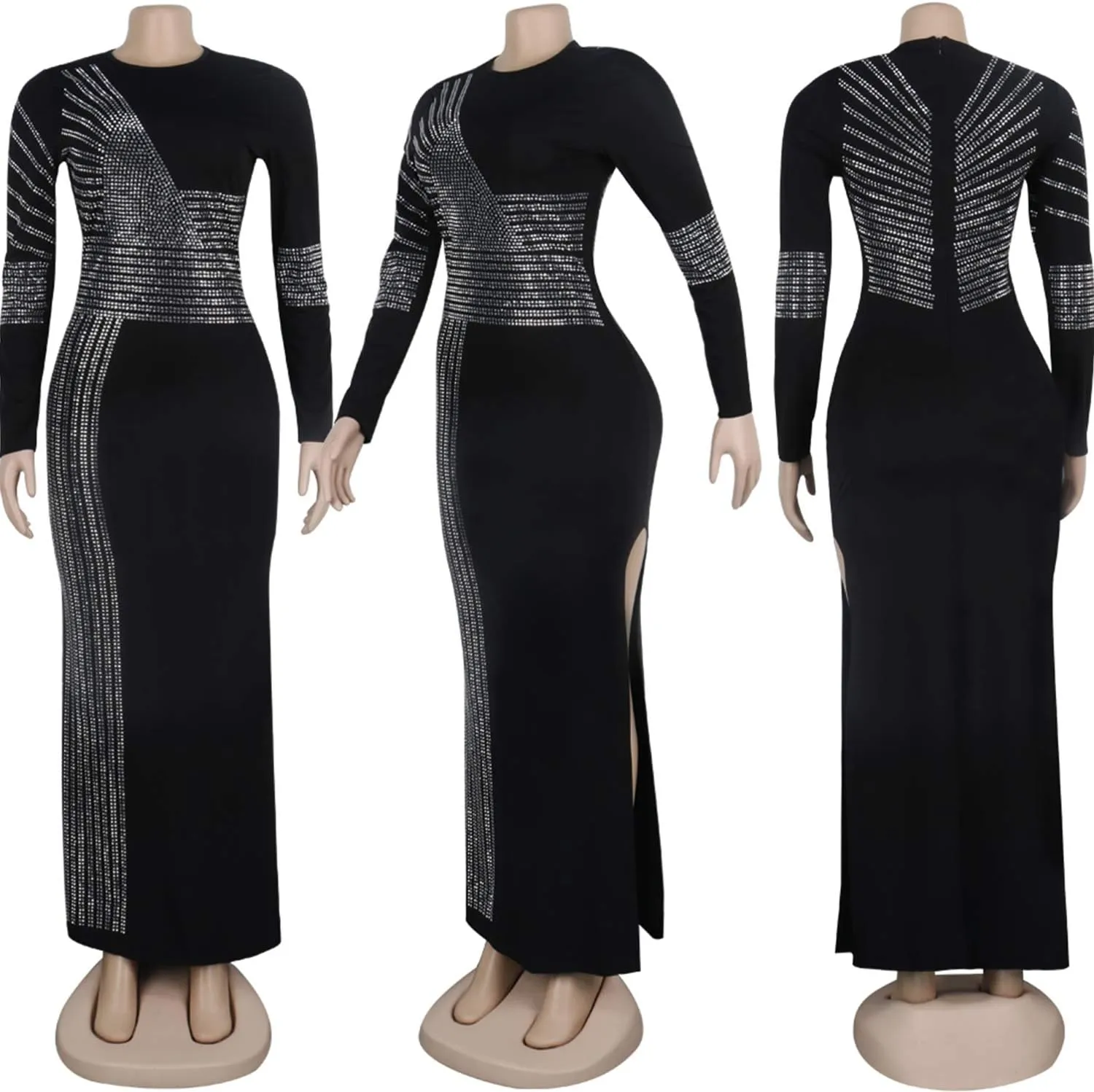 Women Long Sleeve Birthday Dresses Sexy hot Diamond Process Sexy Dress Party Club Night Dress…