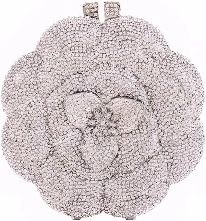Women Luxury 3D Flower Crystal Evening Bag Exquisite Rhinestone Clutch Bag for Wedding Ceremony