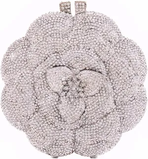 Women Luxury 3D Flower Crystal Evening Bag Exquisite Rhinestone Clutch Bag for Wedding Ceremony