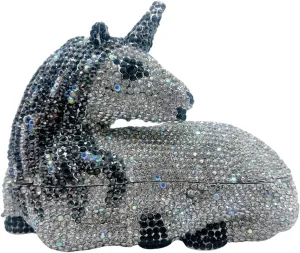 Women Luxury Horse Shape Crystal Evening Bag Chic Animal Clutch Rhinestone Diamond Purse Handbag for Party Prom