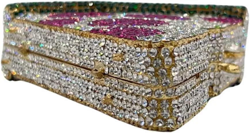 Women Novelty Pizza Shaped Rhinestone Evening Bag Funny Pizza Crystal Clutch Purse Diamonds Handbag for Party Prom