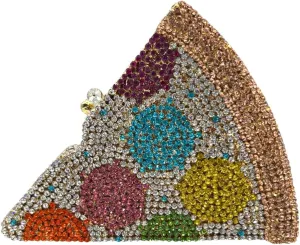 Women Novelty Pizza Shaped Rhinestone Evening Bag Funny Pizza Crystal Clutch Purse Diamonds Handbag for Party Prom
