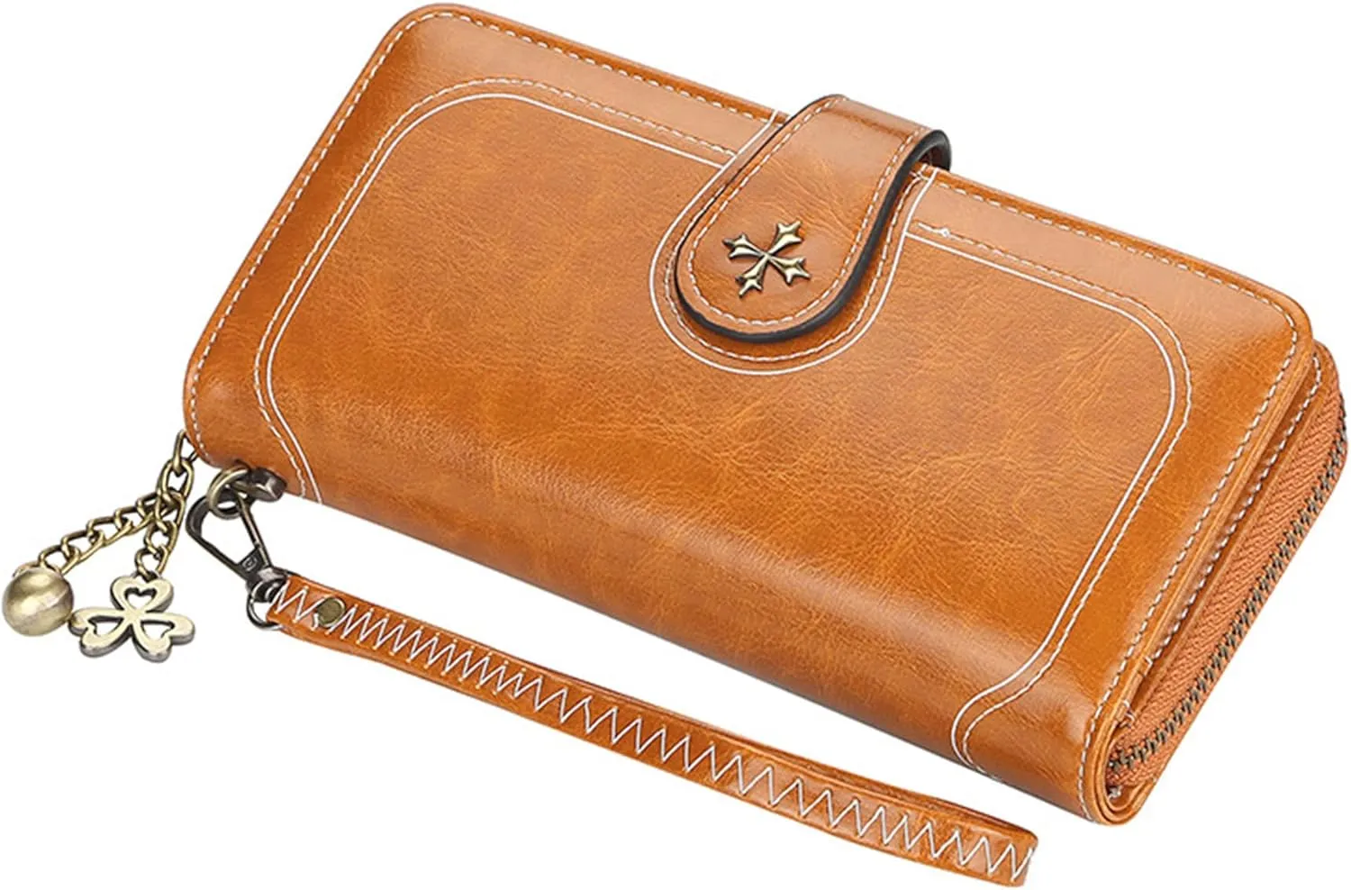 Women PU Leather Wristlet Clutch Wallets Large Capacity Card Holder Vintage Long Wallet, Mysterious Purple