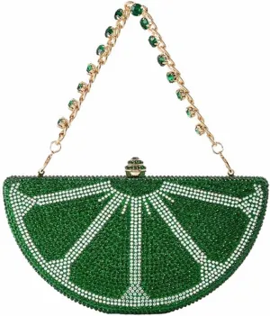 Women Rhinestone Clutch Purse Watermelon Shape Handbag Cute Fruit Crossbody Bag Crystal Wedding Party Purse