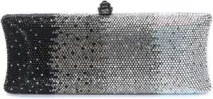 Women Rhinestone Gradient Evening Handbag Sparkling Long Clutch Glitter Diamond Party Cocktail Crossbody Purse