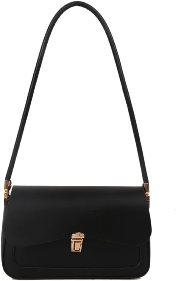 Women Simple Shoulder Bag PU Leather Minimalist Shoulder Bag Solid Color Leisure Underarm Bag Daily Bag for Ladies