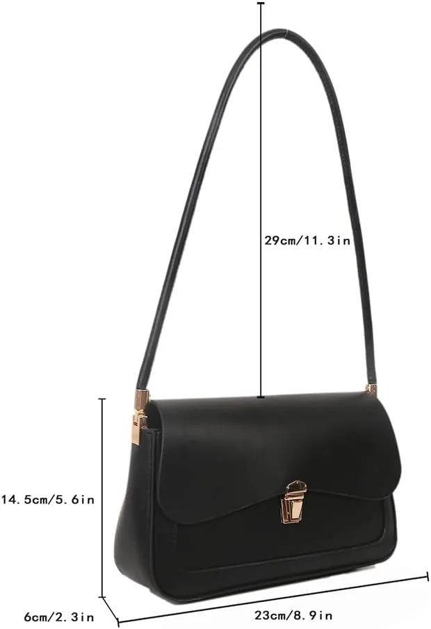 Women Simple Shoulder Bag PU Leather Minimalist Shoulder Bag Solid Color Leisure Underarm Bag Daily Bag for Ladies