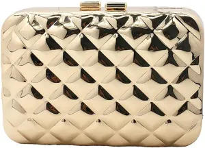 Women Sparkly Clutch Purse Unique Metallic Evening Bag Metal Box Handbag Purse Wedding Party Clutch Shoulder Bag