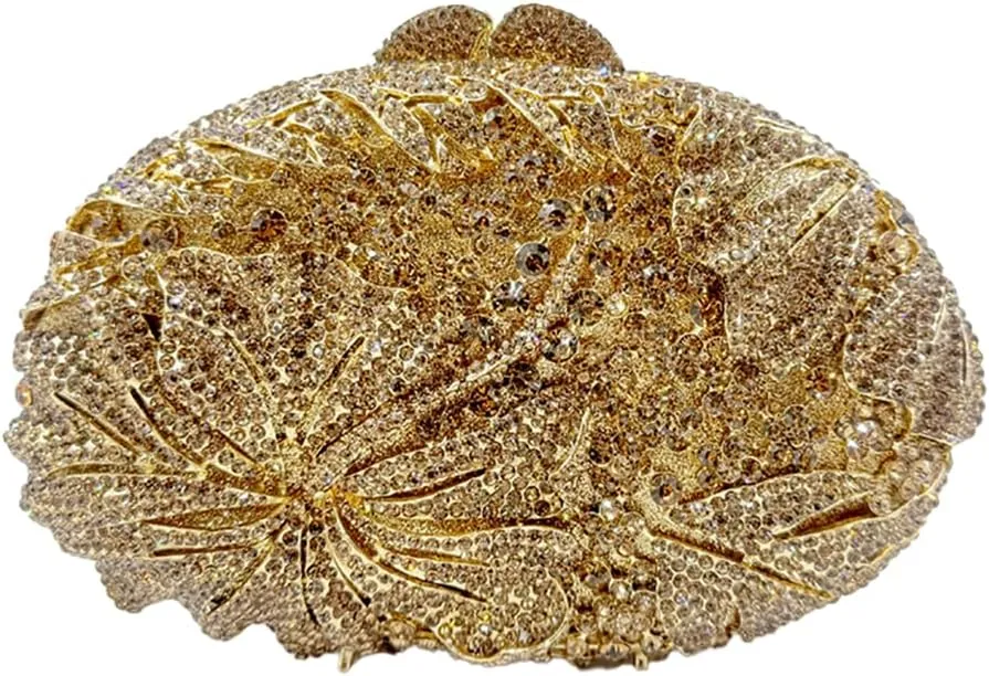 Women Sparkly Flower Diamonds Evening Bag Crystal Clutch Purse Rhinestone Bridal Clutch for Wedding Party Prom