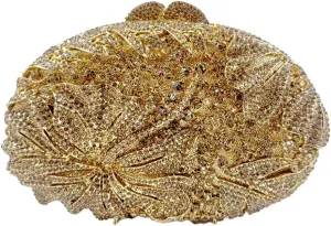 Women Sparkly Flower Diamonds Evening Bag Crystal Clutch Purse Rhinestone Bridal Clutch for Wedding Party Prom