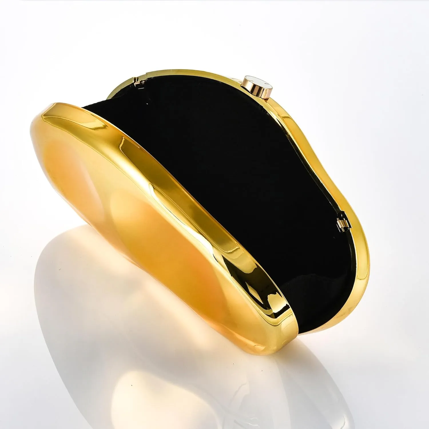 Women Unique Acrylic Evening Clutch Purse Metallic Geometric Chain Crossbody Handbag For Formal Wedding Banquet Party