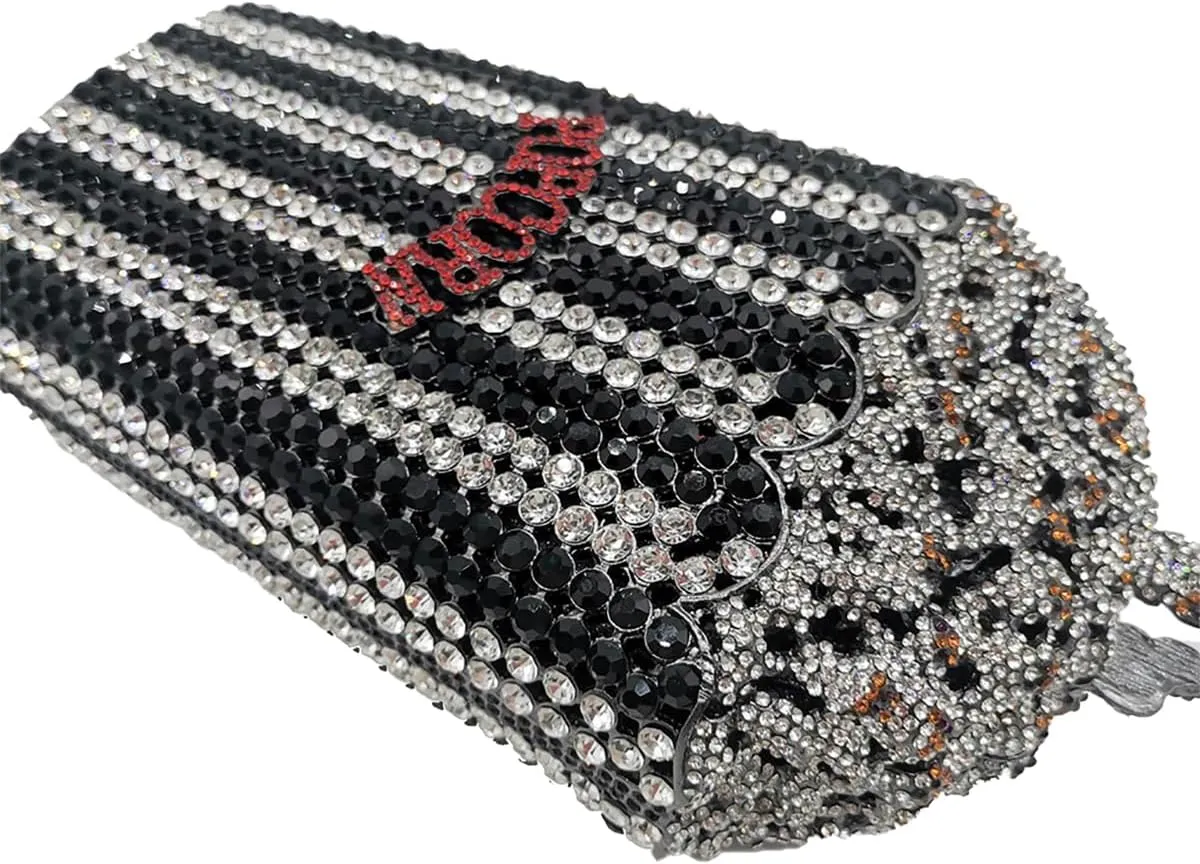 Women Unique Popcorn Crystal Evening Bag Novelty Rhinestone Clutch Purse for Dinner Cinema Halloween