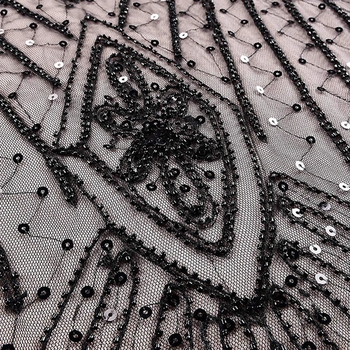 Women Vintage 1920s Gatsby Flapper Evening Party Dress V Neck Art Deco Sequins Mermaid Hem Cocktail Formal Long Maxi Gown