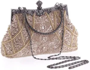 Women Vintage Beaded Clutch Purses 1920s Flapper Clutch Gatsby Handbag Roaring 20s Evening Clutch Beaded Bag