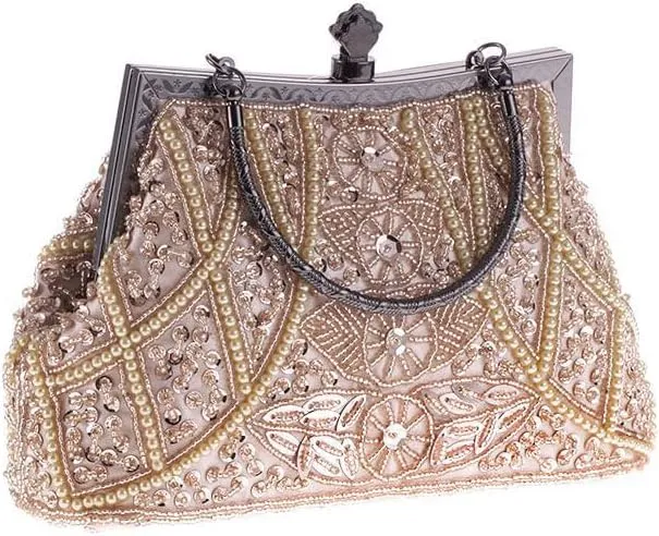 Women Vintage Beaded Clutch Purses 1920s Flapper Clutch Gatsby Handbag Roaring 20s Evening Clutch Beaded Bag