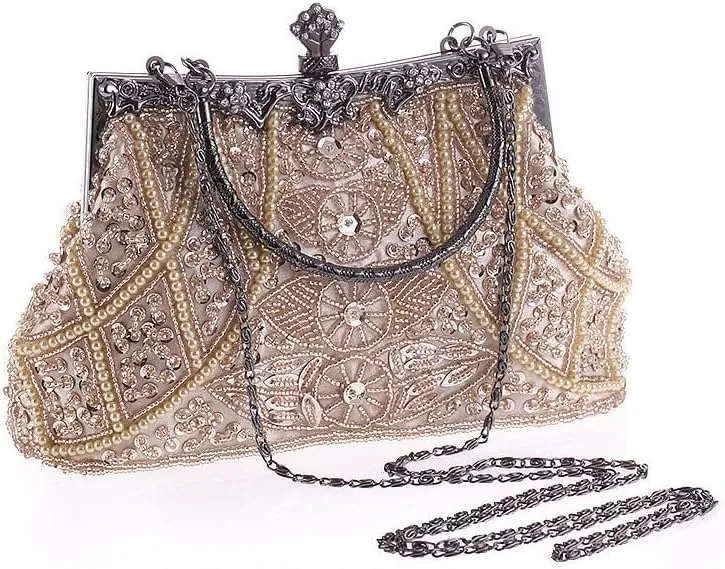 Women Vintage Beaded Clutch Purses 1920s Flapper Clutch Gatsby Handbag Roaring 20s Evening Clutch Beaded Bag
