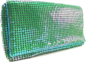 Women Vintage Evening Clutch Metal Mesh soft purse with Short Shoulder Strap for Parties, Weddings, Events