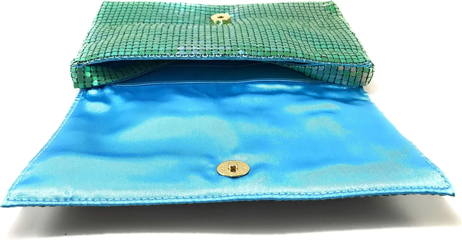 Women Vintage Evening Clutch Metal Mesh soft purse with Short Shoulder Strap for Parties, Weddings, Events