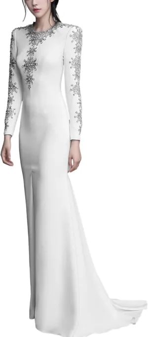 Women's 2025 Designer Party Dresses Rhinestone Diamonds Beaded Split Long Maxi Prom Dress Female Evening Gown