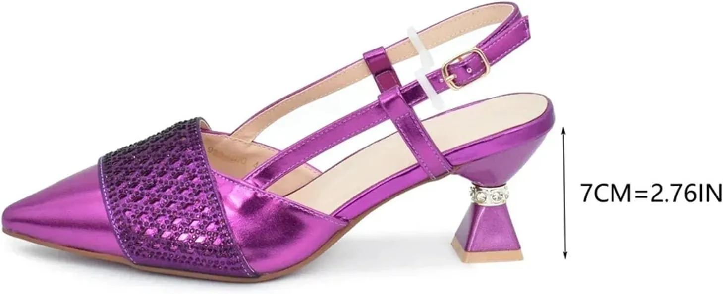 Womens 2025 Nigerian Wedding Shoes Set Bridal Pumps and Matching Evening Bag Italian Design Sparkly Rhinestone Purse