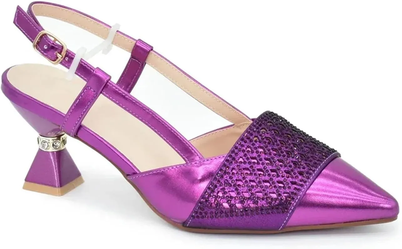 Womens 2025 Nigerian Wedding Shoes Set Bridal Pumps and Matching Evening Bag Italian Design Sparkly Rhinestone Purse