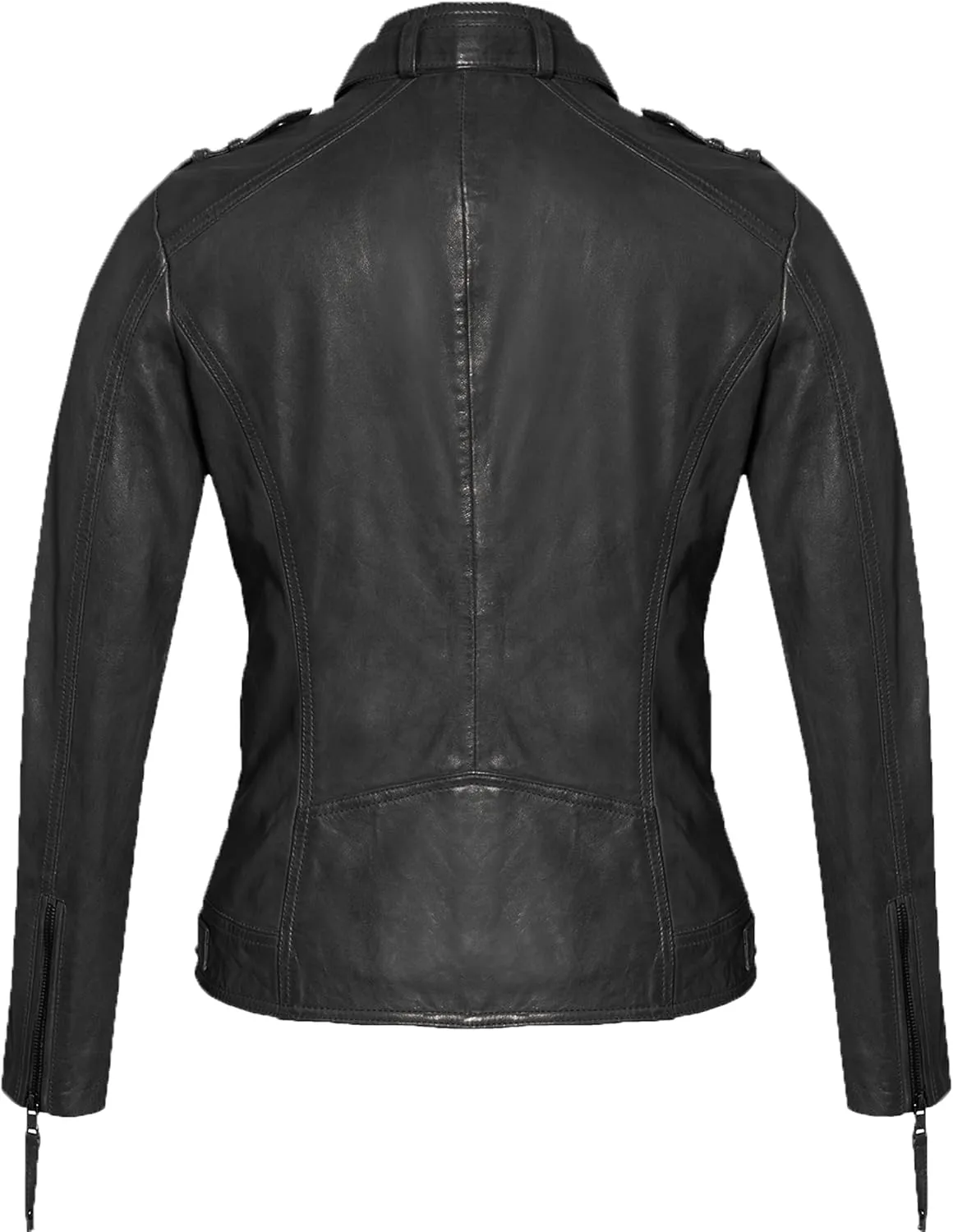 Women's Black Sheepskin Café Racer Jacket – Moto-Inspired, Hand-Waxed Finish