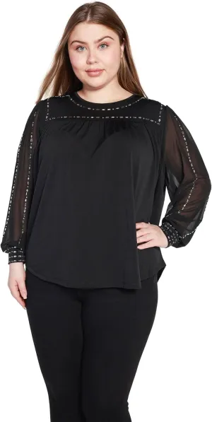 Womens Chiffon Top with Rhinestones Evening Tops for Women