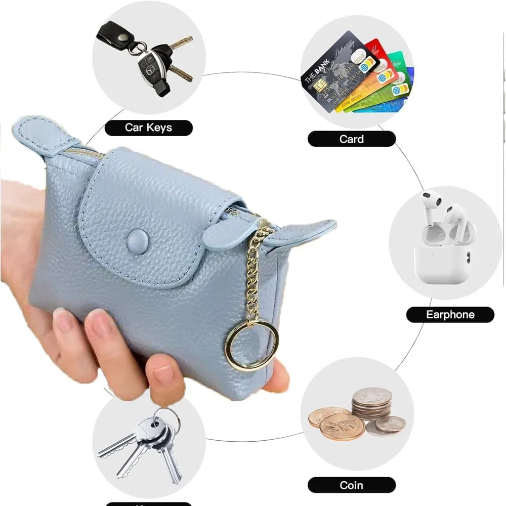 Women's Coin Purse with KeyChain, LongChamp Mini Bag with Zipper - Wristlet Wallets for Men & Women