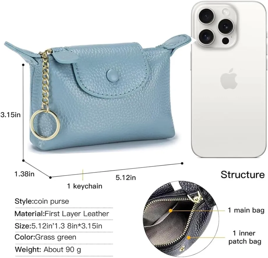 Women's Coin Purse with KeyChain, LongChamp Mini Bag with Zipper - Wristlet Wallets for Men & Women