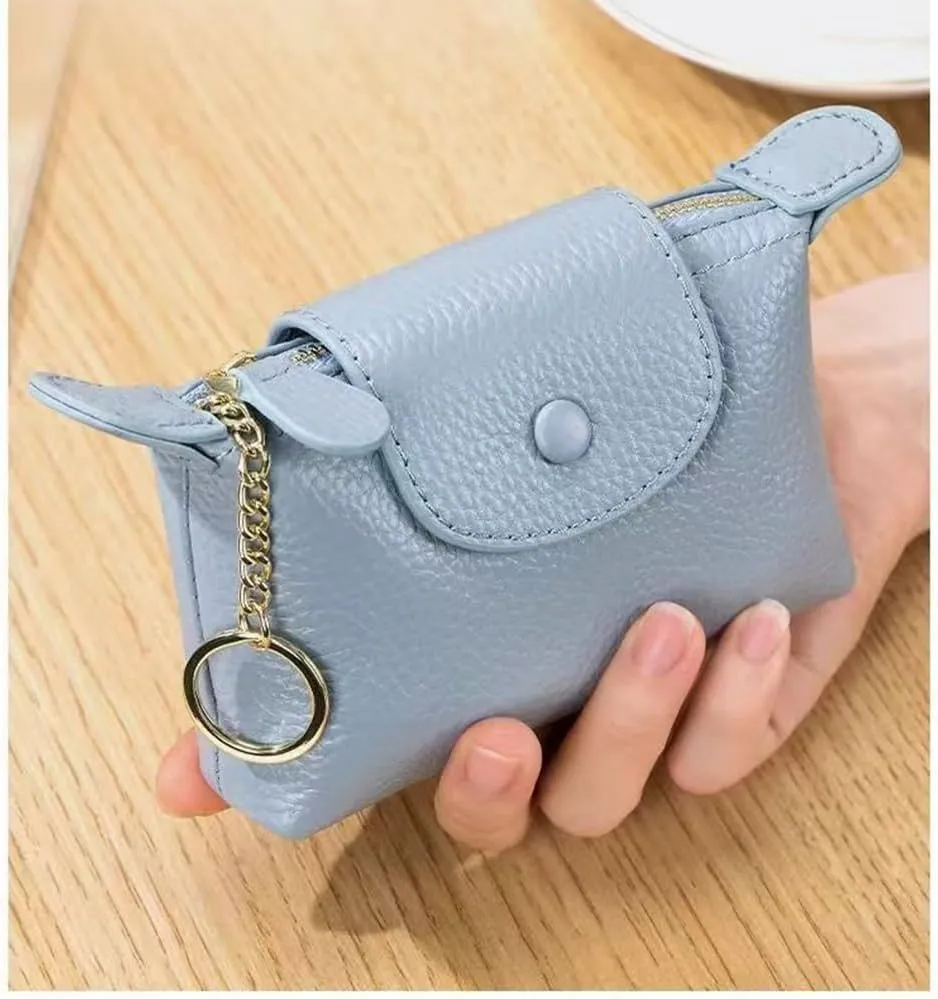 Women's Coin Purse with KeyChain, LongChamp Mini Bag with Zipper - Wristlet Wallets for Men & Women