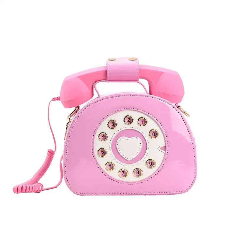 Women's Creative Shoulder Bag Telephone Shaped Crossbody Bag Retro Phone Purses Small Handbag
