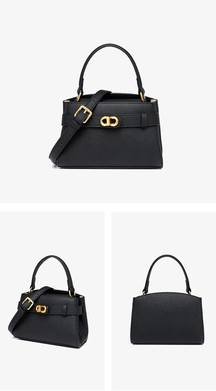 Women's Crossbody Handbag,100% Genuine Leather, Gold Hardware