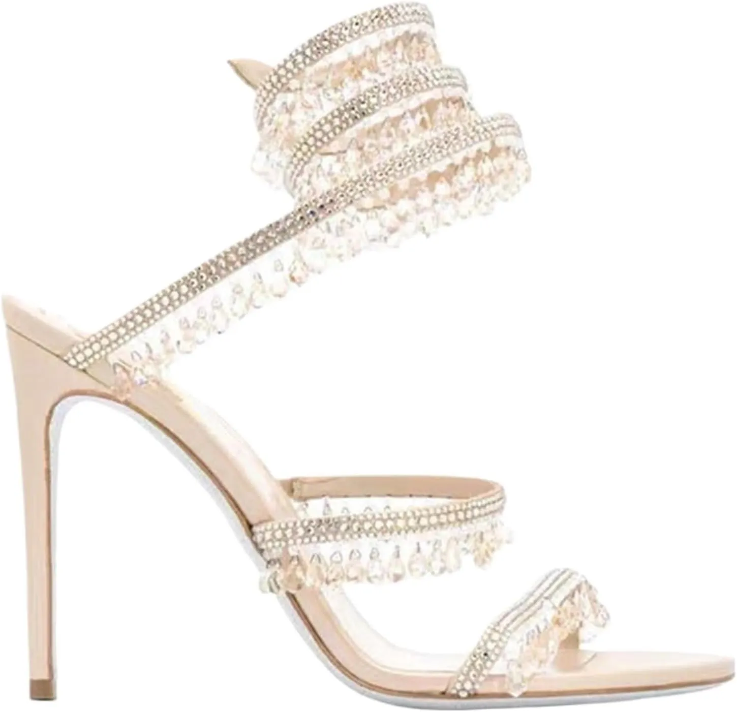 Women's Crystal Stiletto Heels Ankle Strap Sexy Open Toe High Heeled Sandals Wedding Prom Evening Pumps Shoes